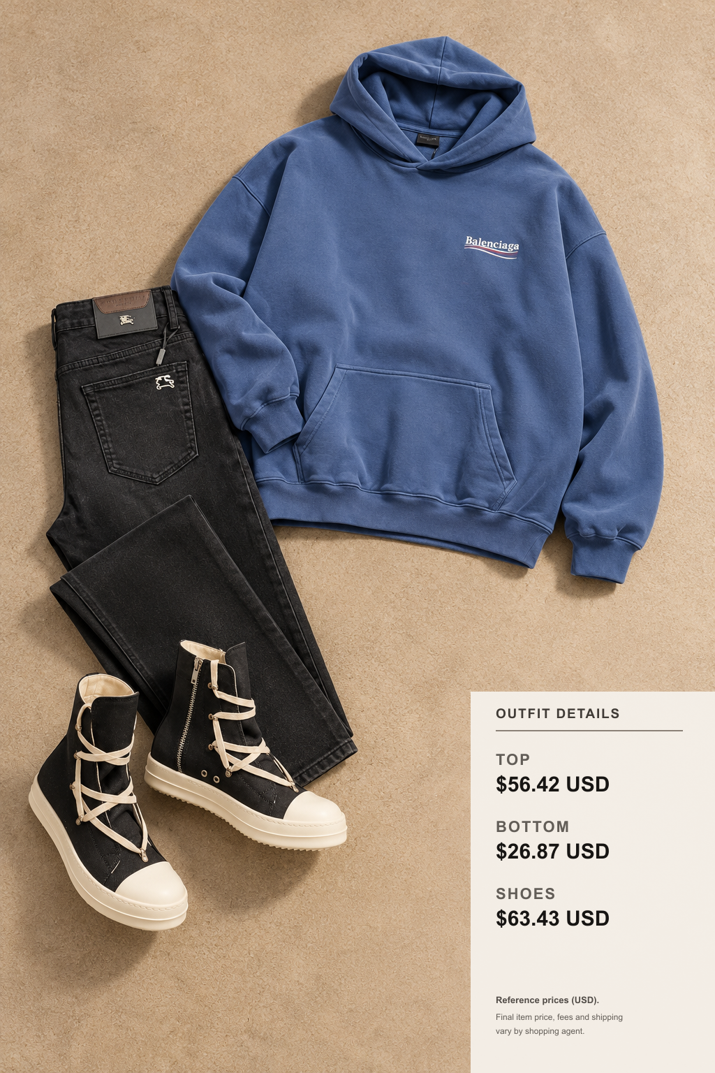 Rhude Hoodie Layering: 3 Winter Outfit Options outfit 2 editorial flat lay for fashionreps