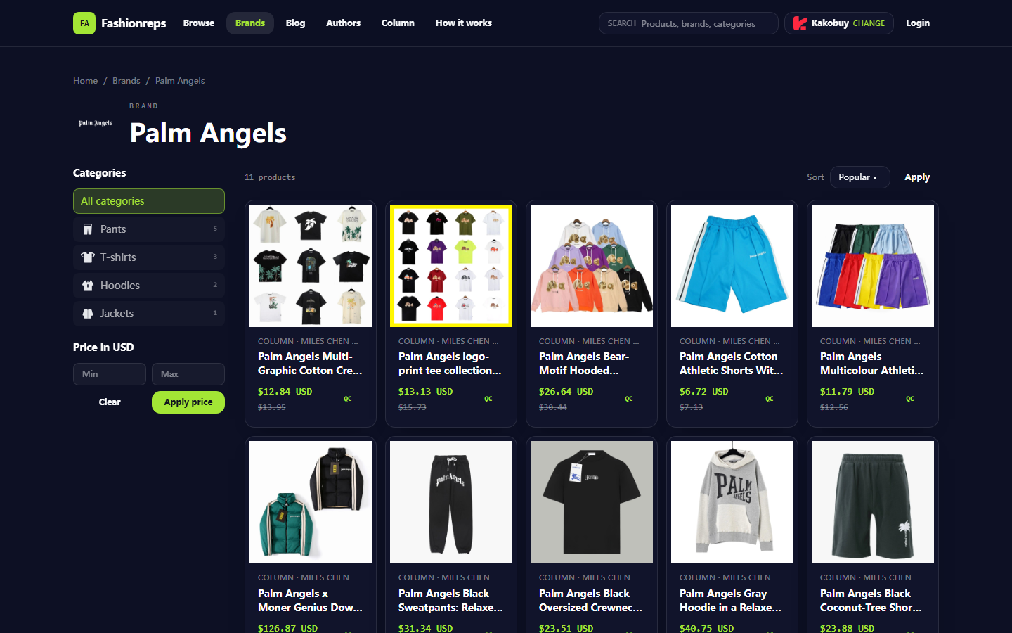 Palm Angels Hoodie: Fashionreps Spreadsheet vs Google Sheets
