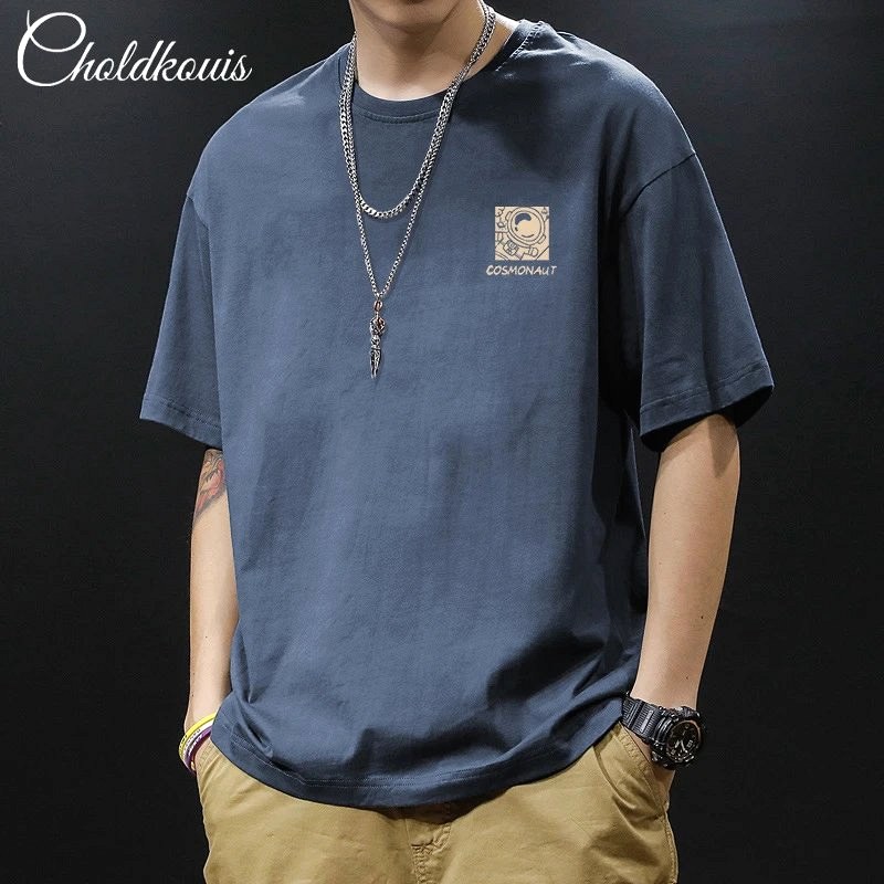 Foreign Trade Blue T-Shirt in Casual Streetwear Style Review: A Drop-Shoulder Cotton Tee Tested for Spring